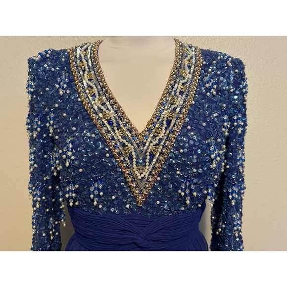 Vintage Victoria Royal Ltd Womens Size 8 Blue Beaded Evening Gown Formal Dress - Picture 4 of 13